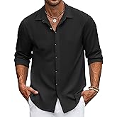 COOFANDY Men's Casual Shirt Long Sleeve Casual Button Down Shirt for Men Summer Beach Wedding Shirt
