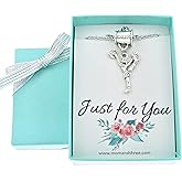 MOM & THREE DAUGHTERS Cheerleader Necklace with Megaphone Charm |14 Inch Stainless Steel Chain with 2 Inch Extender| Cheer Girl | Little Girls Necklace