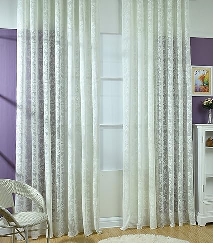 Amazon Com Aside Bside Simple Floral Sheer Voile Window Curtain
