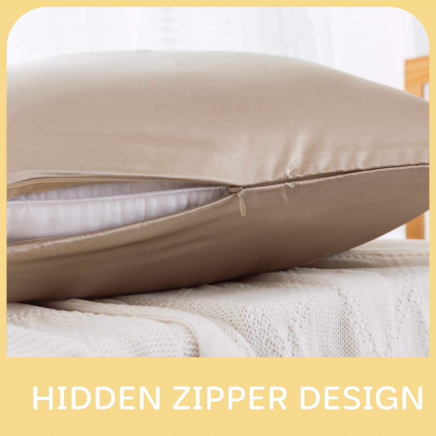 ZIMASILK 100% Mulberry Silk Pillowcase for Hair and Skin,with Hidden Zipper,Both Side 19 Momme Silk,600 Thread Count, 1pc (Queen 20''x30'', Taupe): Home & Kitchen