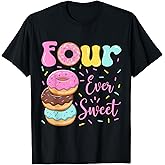 Four Ever Sweet 4th Birthday Girl Donut Lover Kids Toddlers T-Shirt