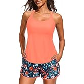 Aqua Eve Women Tankini with Shorts - Two Piece Swimsuit Tummy Control Bathing Suit with Pocket Cross Back Swimwear 2025