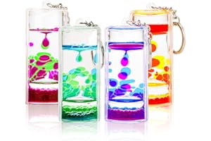 OCTTN Dynamic Liquid Timers Key Chain Set, Colorful Motion Bubbler Timekeeper Key Chain, Liquid Hourglass Keychains