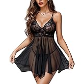 Avidlove Women Lingerie Lace Babydoll Mesh Nightgown Chemise Boudoir Nighty Sleepwear