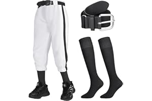 Cozypower 3 Pcs Baseball Combo Set, Knicker Baseball Softball Pants, Baseball Socks, Baseball Belts for Boys and Girls