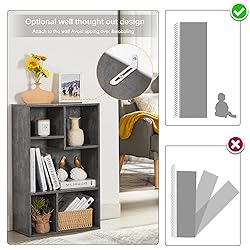 VECELO 5 Cube Modern Bookcases, 3 Tier