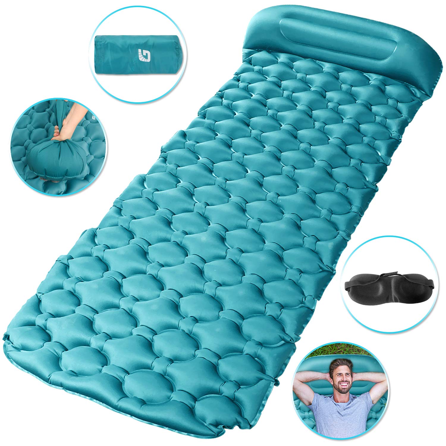 Tencoz Sleeping Pad, Inflatable Sleep Mat Ultralight Folding Compact