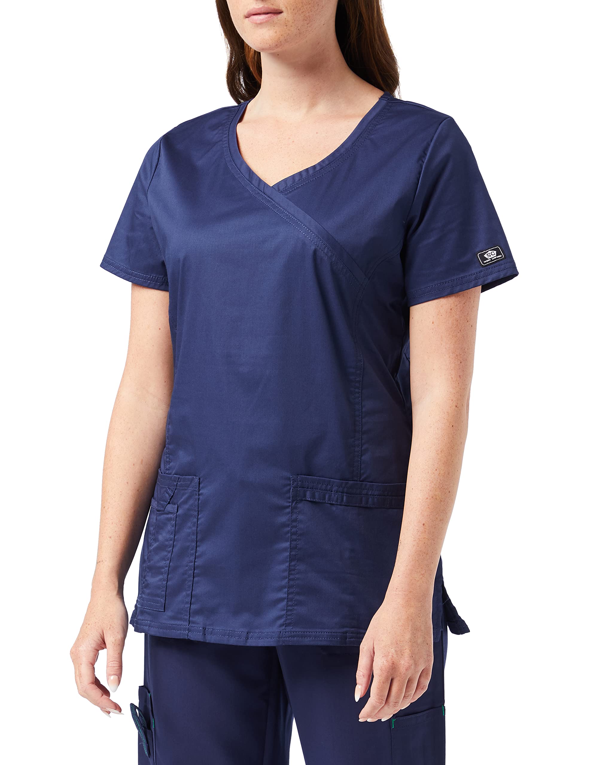Smart Uniform Scrub top043 (S, Navy)