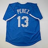 Facsimile Autographed Salvador Perez Kansas City Blue Reprint Laser Auto Baseball Jersey Size Men's XL