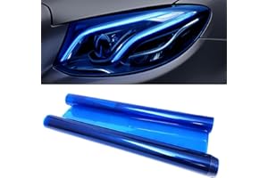 MLAHUIER Car Taillight Headlight Fog Light Light Self-Adhesive Tint Film, 12×48 Inches Vinyl Protector Color Shiny Sticker Film, Auto Modification Cover for Cars, Trucks, SUVs(Blue)