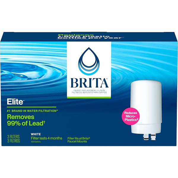 BRITA REPLACEMENT WATER FILTER FOR FAUCET MOUNT, REMOVES 99% OF LEAD, SINK FILTRATION SYSTEM, WHITE, 3 COUNT