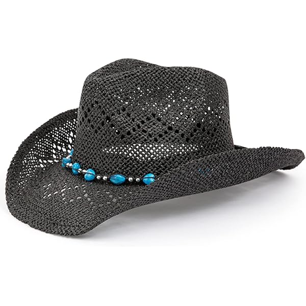 2956 Women\'s Boho Cowboy Hat Vintage Beaded Wide Brim Western Cowgirl Hats Wooden Beaded Band Cowgirl Hat Bands For Cowboy Hats Gigi Pip main image 3