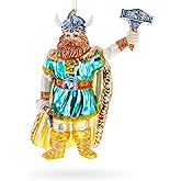 Viking Warrior with Hammer Blown Glass Christmas Ornament