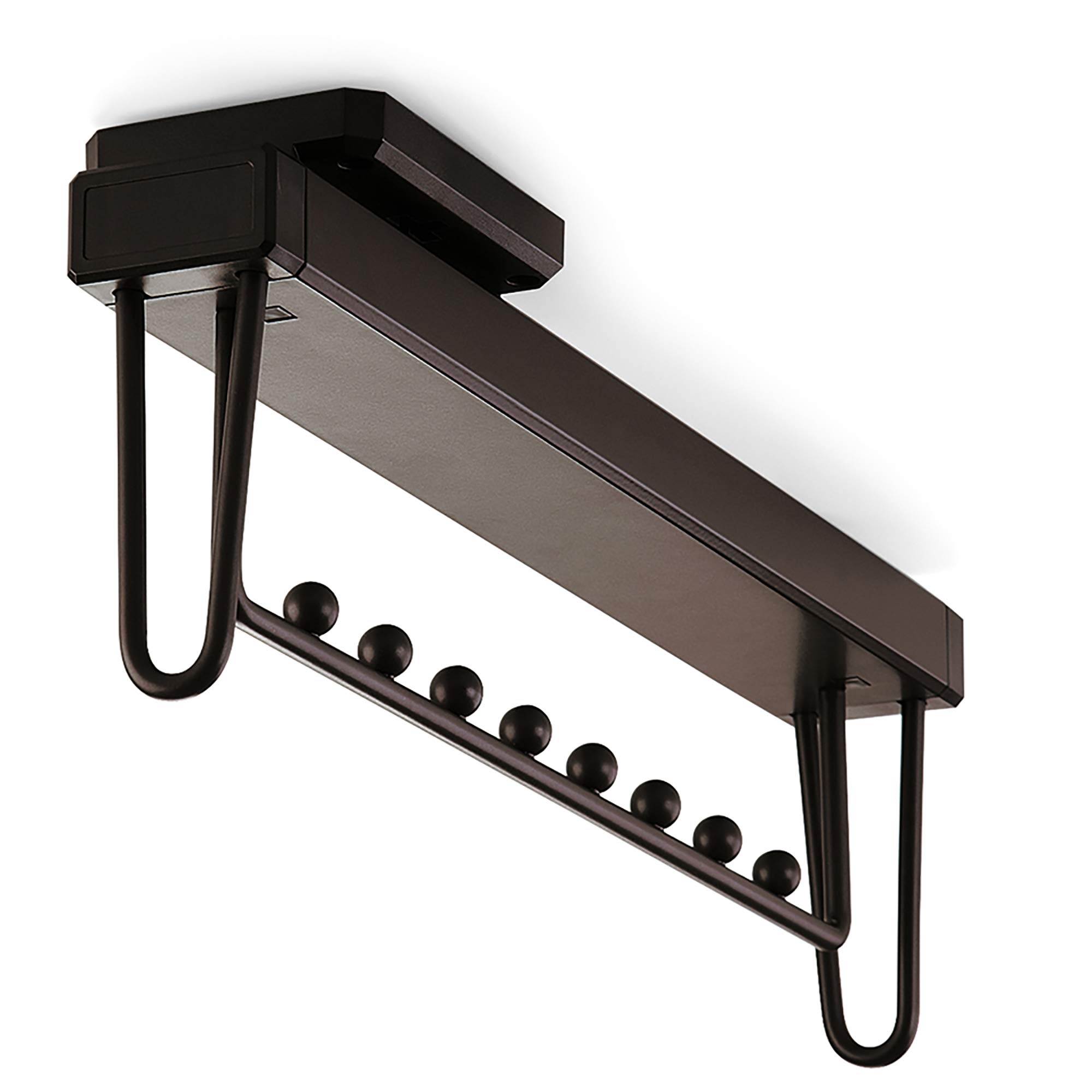 Emuca Moka extractable hanger for wardrobe with Soft-close mecanism, Moka painted, Plastic and Aluminium