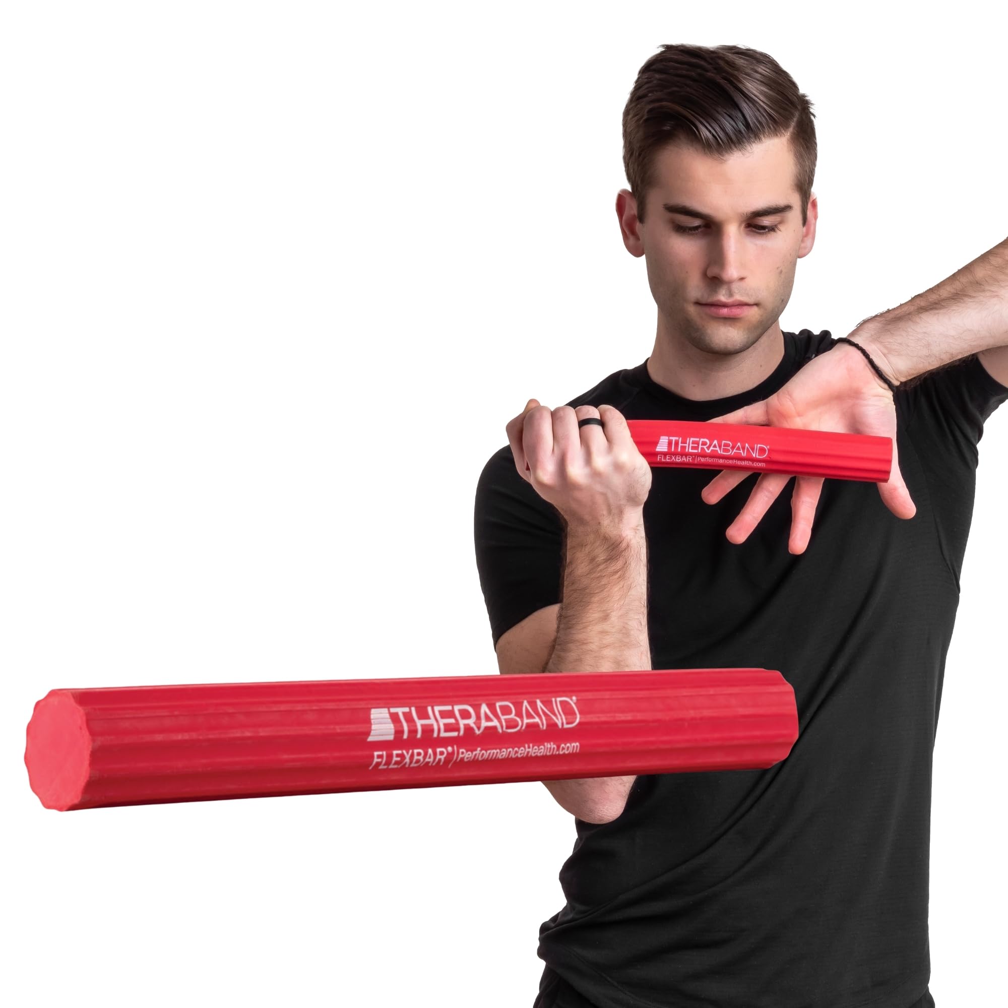 TheraBand FlexBar Resistance Bar For Medial Epicondylitis, Prevent Tendonitis and Improve Grip Strength, Relieve Pain From Tennis Elbow, Golfers Elbow, and Tendinitis, Light, Beginner
