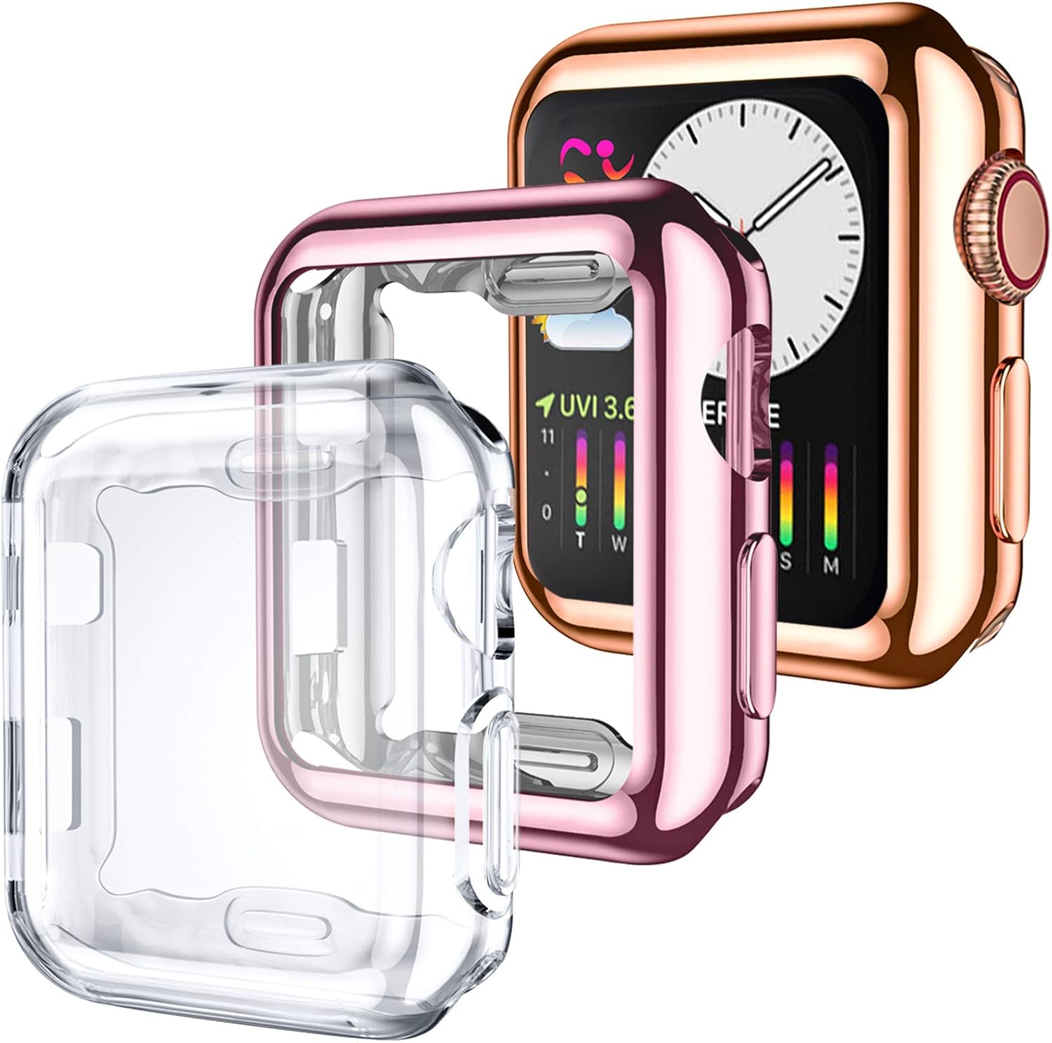 Dirrelo 3 Pack Case Compatible with Apple Watch Series 3/2/1 38mm Screen Protector