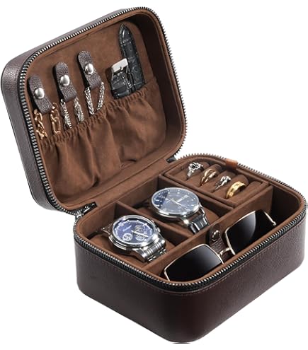 Étui Voyage Pour 2 Montres Avec Serrure à Code — Cuir Synthétique, Intérieur Velours Et Rangement Bijoux - 11
