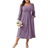 BELAROI Plus Size Dresses for Curvy Women Maxi Sweater Dress Long Sleeve Midi Fall Winter Outfits Lighweight Square Neck