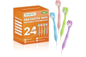 TuckPoki 24-Pack Pre-Pasted Mini Travel Toothbrushes, Individually Wrapped Value Pack, Disposable Toothbrushes with Toothpast