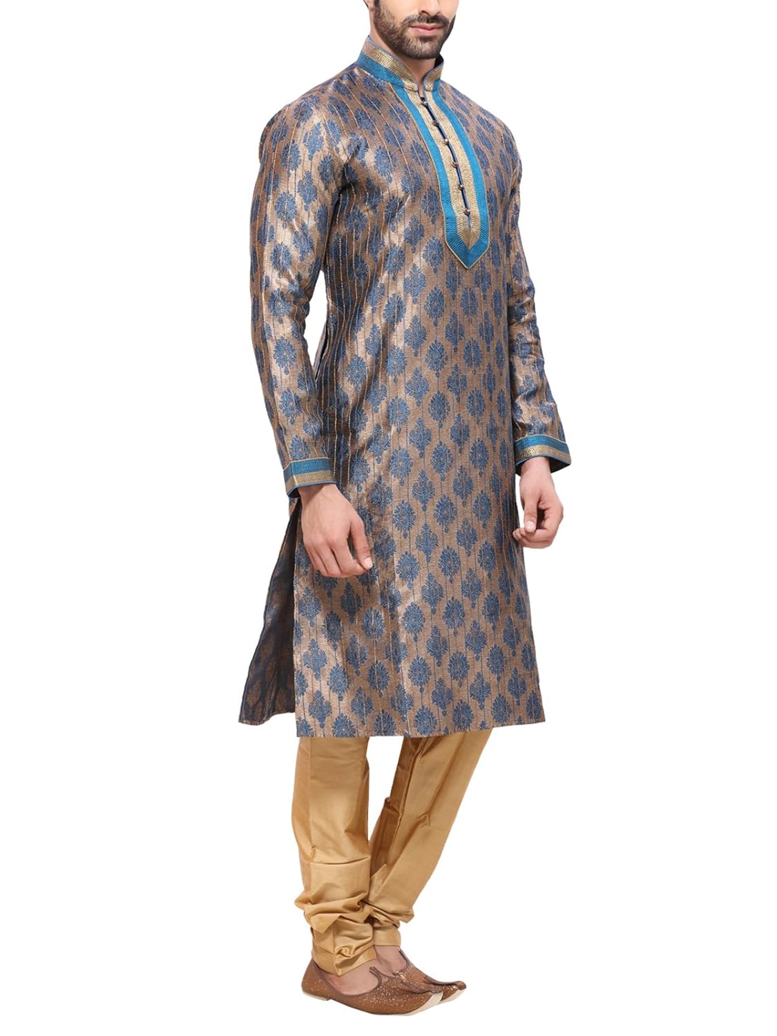 rg designers men's blue gold kurta pyjama