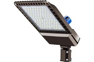 Juyace 300W LED Parking Lot Light with Slip Fitter Mount Pole Flood 5000K IP65 Waterproof Commercial Street Dusk to Dawn Photocell Lighting 100-277V