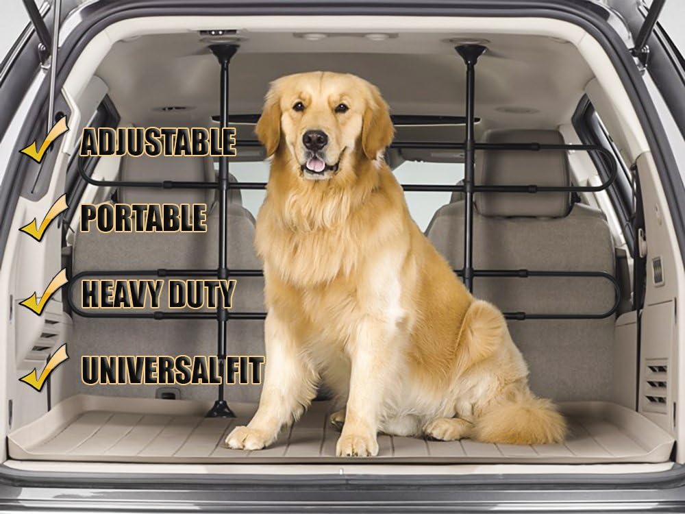 Zone Tech Universal Fit-Adjustable Sturdy-Heavy Duty- Portable -Sleek Shiny Black- Travel - Pet Safety Barrier : Automotive Pet Barriers : Pet Supplies