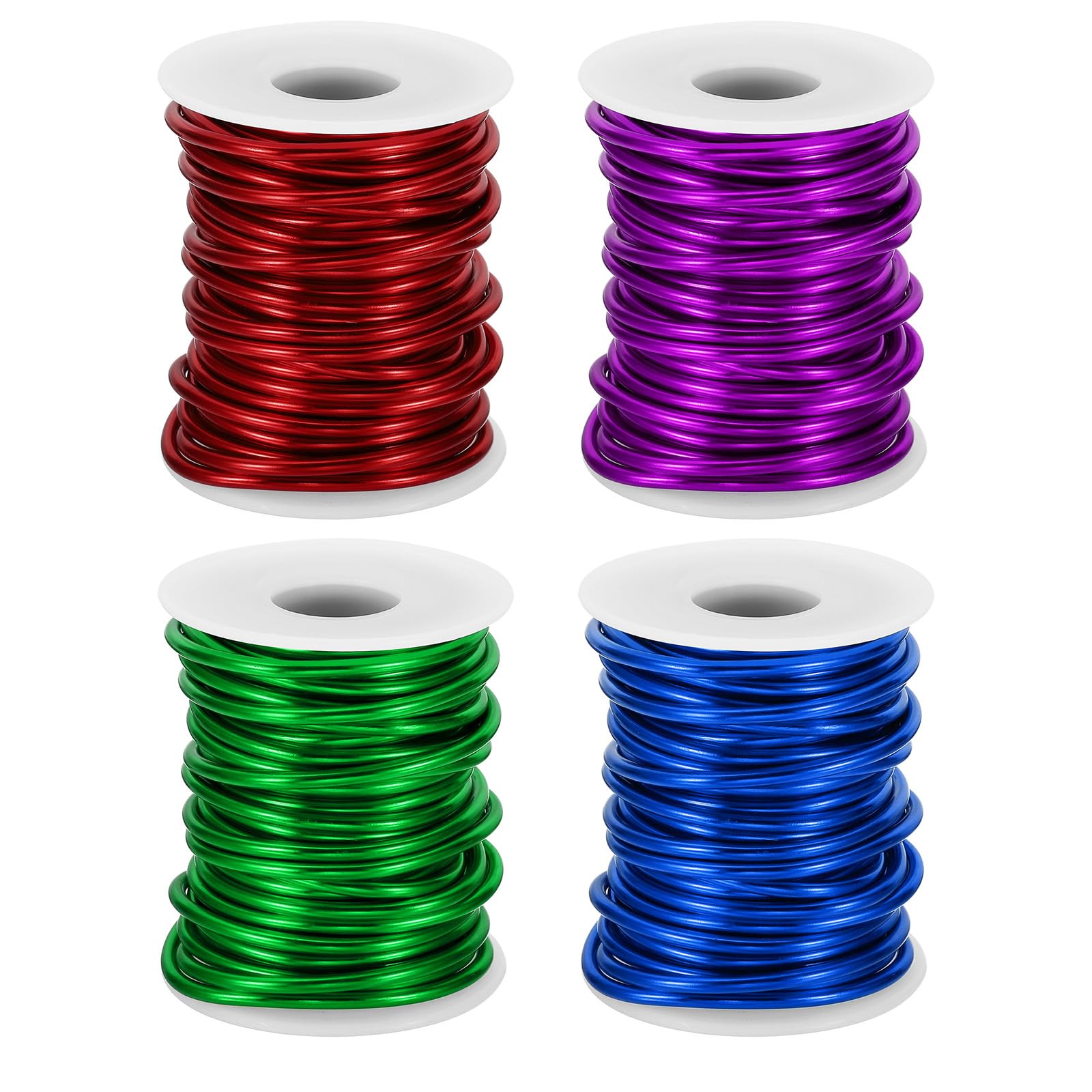 PATIKIL 8 Gauge 3mm Aluminum Craft Wire, 32.8Ft 4 Roll Metal Wire Armature Bendable Wire for Jewelry Making Metal Wrap DIY, Sapphire Blue/Red/Purple/Green