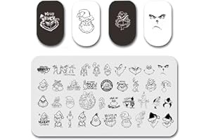JTREBM Christmas Nail Stamping Plates Xmas Nails Stamping Kit Christmas Fur Monster Holiday Nail Stamping Plate Cute Xmas Hat Christmas Nail Stamper Kit for Women Girls DIY Salon
