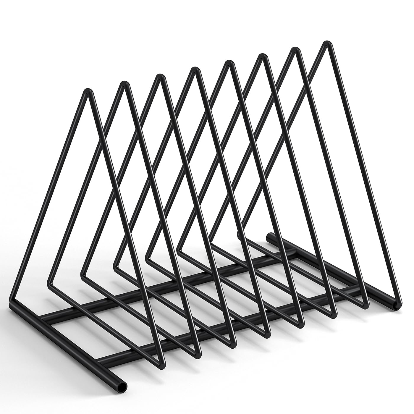 Photo 1 of Fun storage Triangle Desk File Organizer, 7 Slots Metal File Sorter Magazine Holder Document Rack,Desktop Bookshelf Organizer for Office Home School,Black