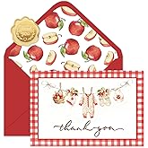 FYSUIMU 24 Pack Baby Shower Thank You Cards Greeting Cards Plaid Apples Blank Note Card with Envelopes Stickers for Party Supplies, 4 x 6 Inch