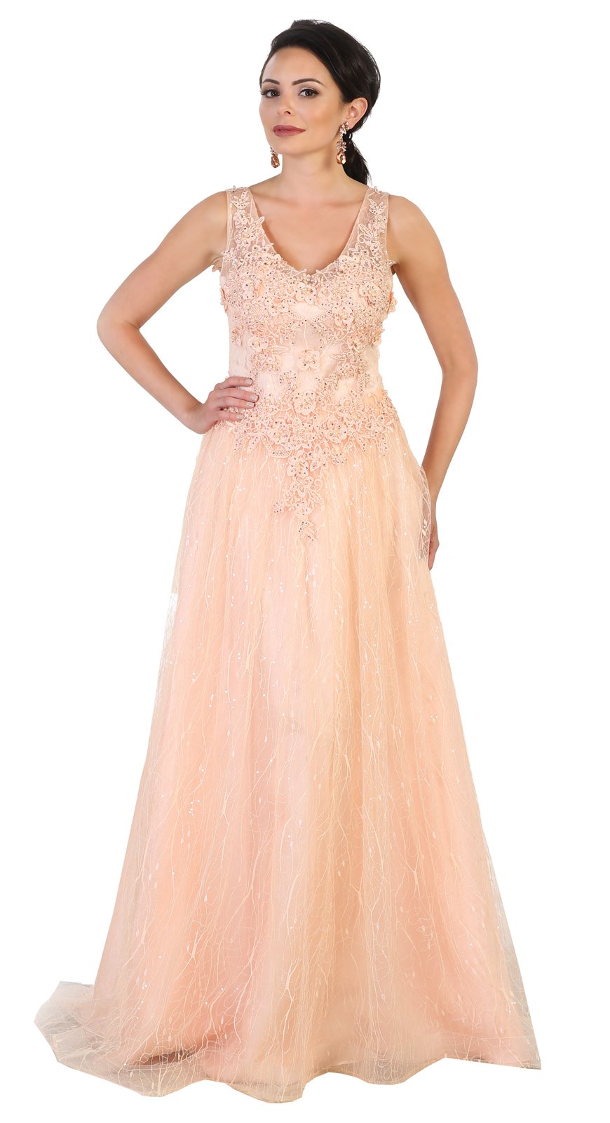 Royal Queen RQ7509 Red Carpet/Prom Evening Flowy Dress (12, Blush)