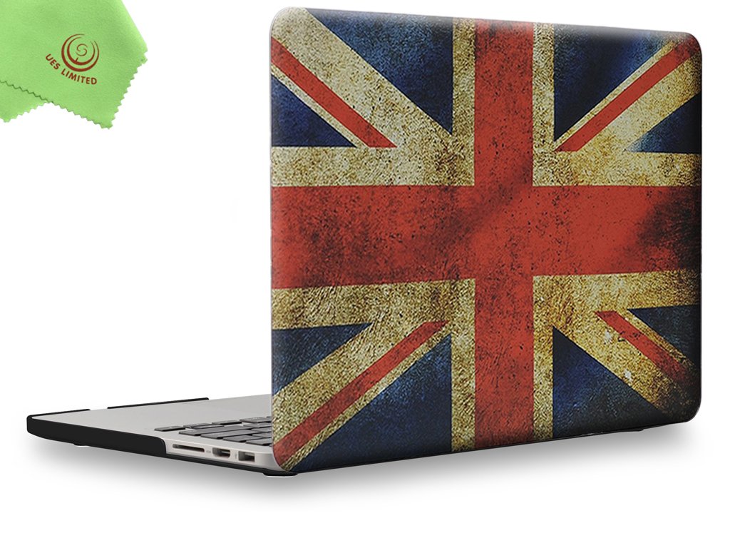 UESWILL Unique Pattern Solid Hard Shell Case Cover Compatible with MacBook Pro 15 inch with Retina Dsiplay (Model: A1398), No CD-ROM, No Touch Bar, UK Flag