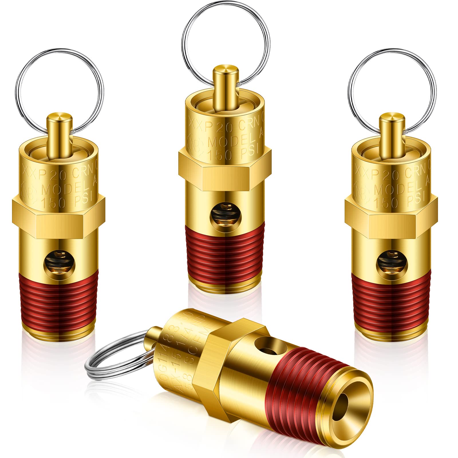 Bonuci 4 Pcs 1/4" Male NPT Safety Valve Air