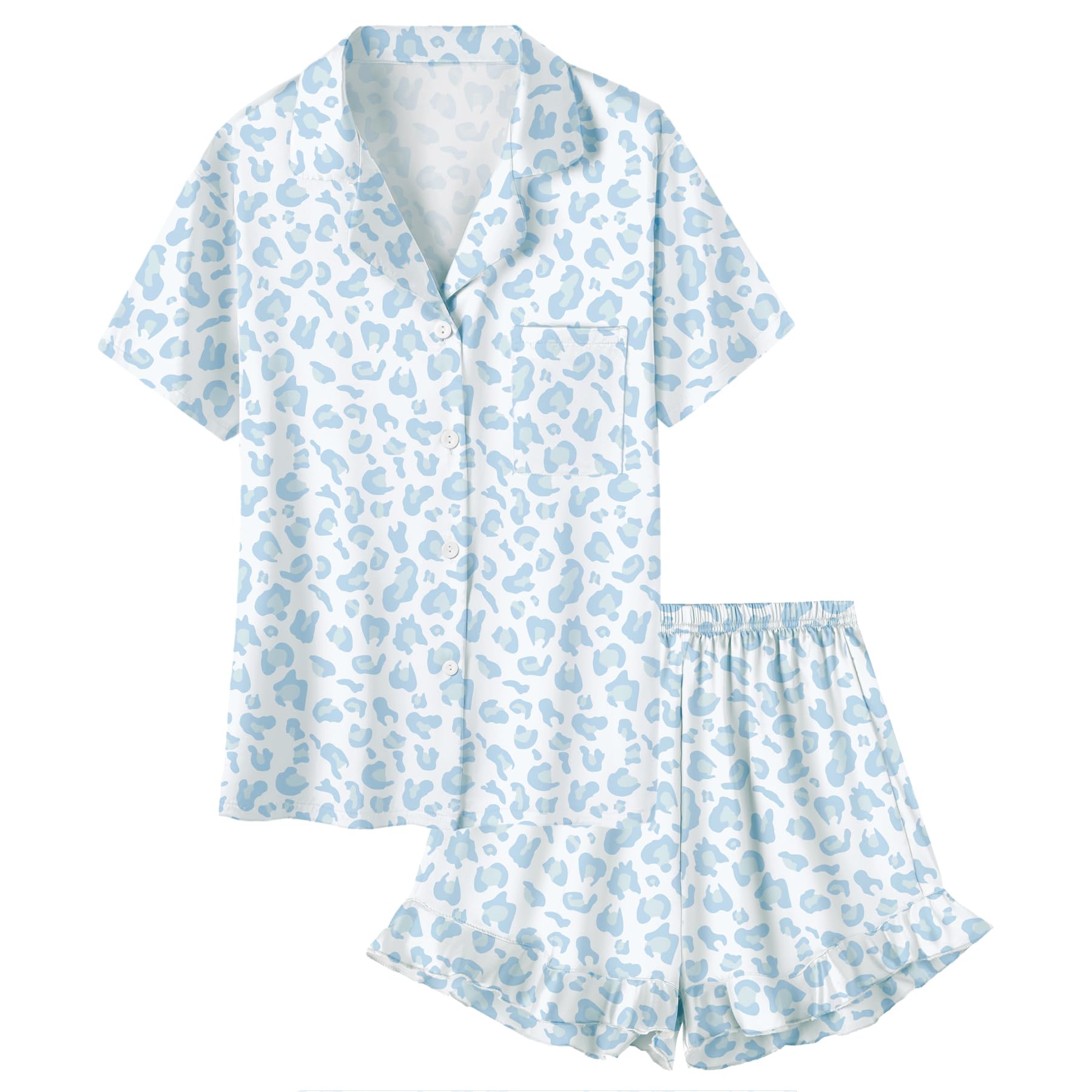 Umeyda Girls Satin Silky Collar V Neck Ruffle Short