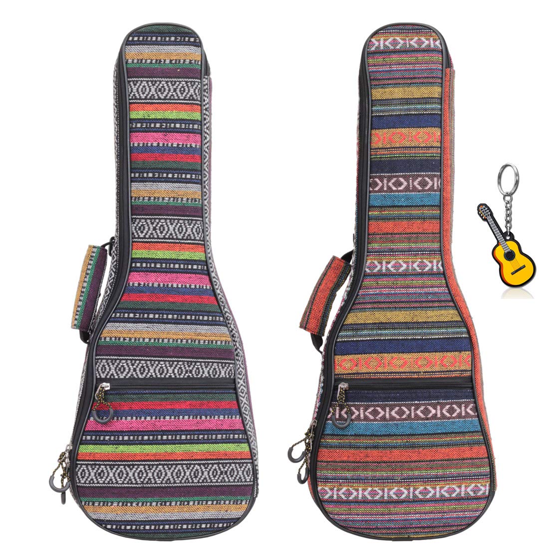 Longteam Print Ukulele Case 10mm Sponge Portable Waterproof Ukuleles bag Cover Uke gig bag with Accessory Storage Pocket (21 In Soprano, Bohemian Red)