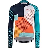 GCRFL Men's Cycling Jersey Long Sleeve Biking Shirt with 3+1 Zipper Pocket Breathable Quick Dry Bicycle Jersey