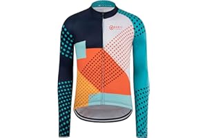 GCRFL Men's Cycling Jersey Long Sleeve Biking Shirt with 3+1 Zipper Pocket Breathable Quick Dry Bicycle Jersey