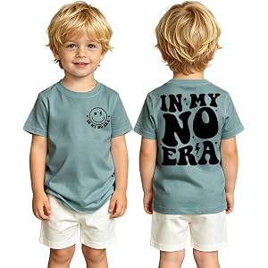 SOFEON Toddler Boys in My No Era Shirt Retro Groovy Happy Face Graphic Tees Kids Funny Sassy T-Shirt Summer Short Sleeve Tops