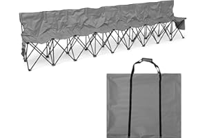Kigley 9 Seater Folding Soccer Bench Chair Portable Team Sports Sideline Bench for Football Camp Travel Events Outdoor Seating with Storage Bag (Gray)