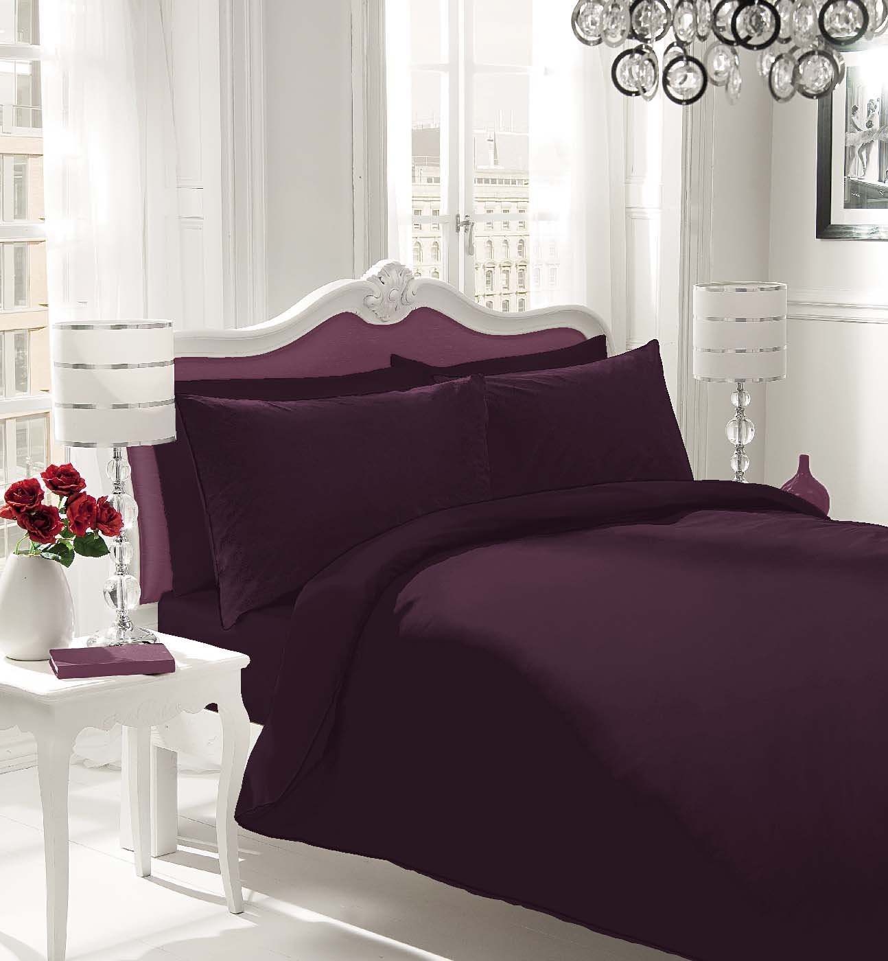 Marilyn Bed and Bath Pollycotton Duvet Set Available In and Sizes (Plum, Single)