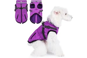 Gyuzh Dog Coat with Harness,Dog Coats for Small Dogs,Warm Fleece Winter Puppy Jacket,Waterproof Jacket with Harness Built in for Small Medium Large Dogs