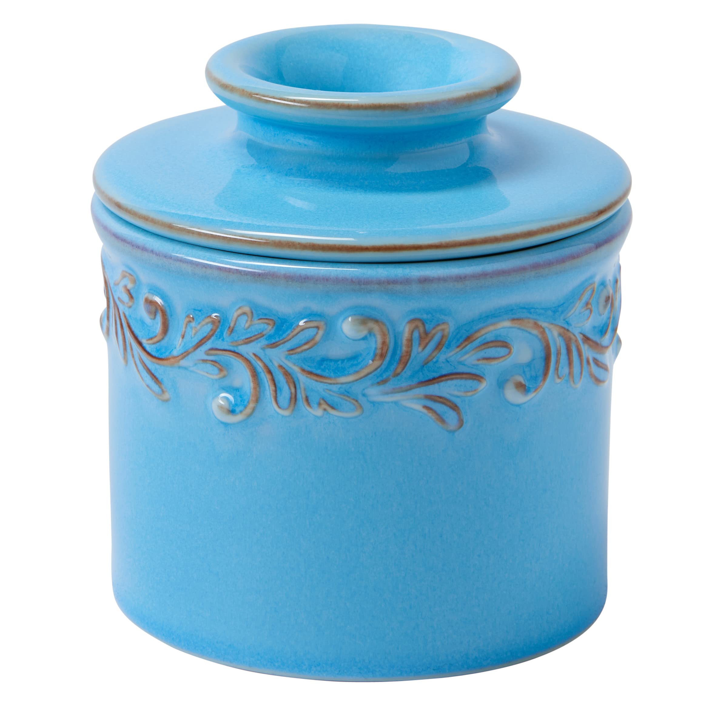 Butter Bell - The Original Butter Bell Crock by L Tremain, a Countertop French Ceramic Butter Dish Keeper for Spreadable Butter, Antique Collection, Light Powder Blue