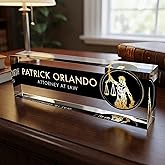 Artblox Office Desk Name Plate Personalized | Custom Name Plates for Desks | Lawyer Design On Clear Acrylic Glass | Office Desk Decor - (8" x 2.5")