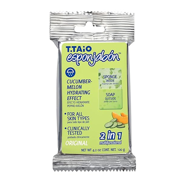 ESPONJABON CUCUMBER MELON, HYDRATING EFFECT, SPONGE INSIDE, SOAP OUTSIDE, MULTIFUNCTIONAL