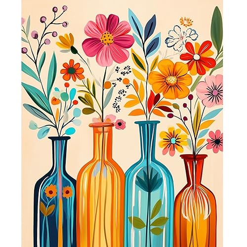 NEWENMO Flower Arrangement Paint by Numbers for Adults,Flowers Paint by Numbers Kits 40x50cm,Digital Oil Painting,Retro Painting by Number Kit,DIY Acrylic Pigment Drawing Paintwork for Home Decor