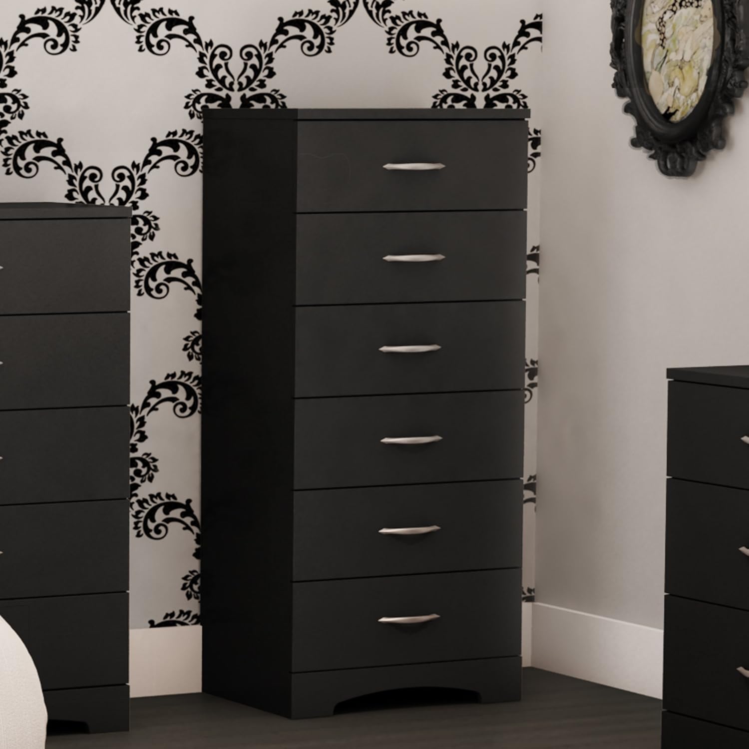 Amazon Com South Shore Infinity 6 Drawer Chest Finish Pure Black