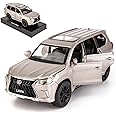 BDTCTK 1/32 Compatible for Lexus LX570 Off-Road in Luxury SUV Model Car, Zinc Alloy Pull Back Toy car with Sound and Light for Kids Boy Girl Gift(Silver)