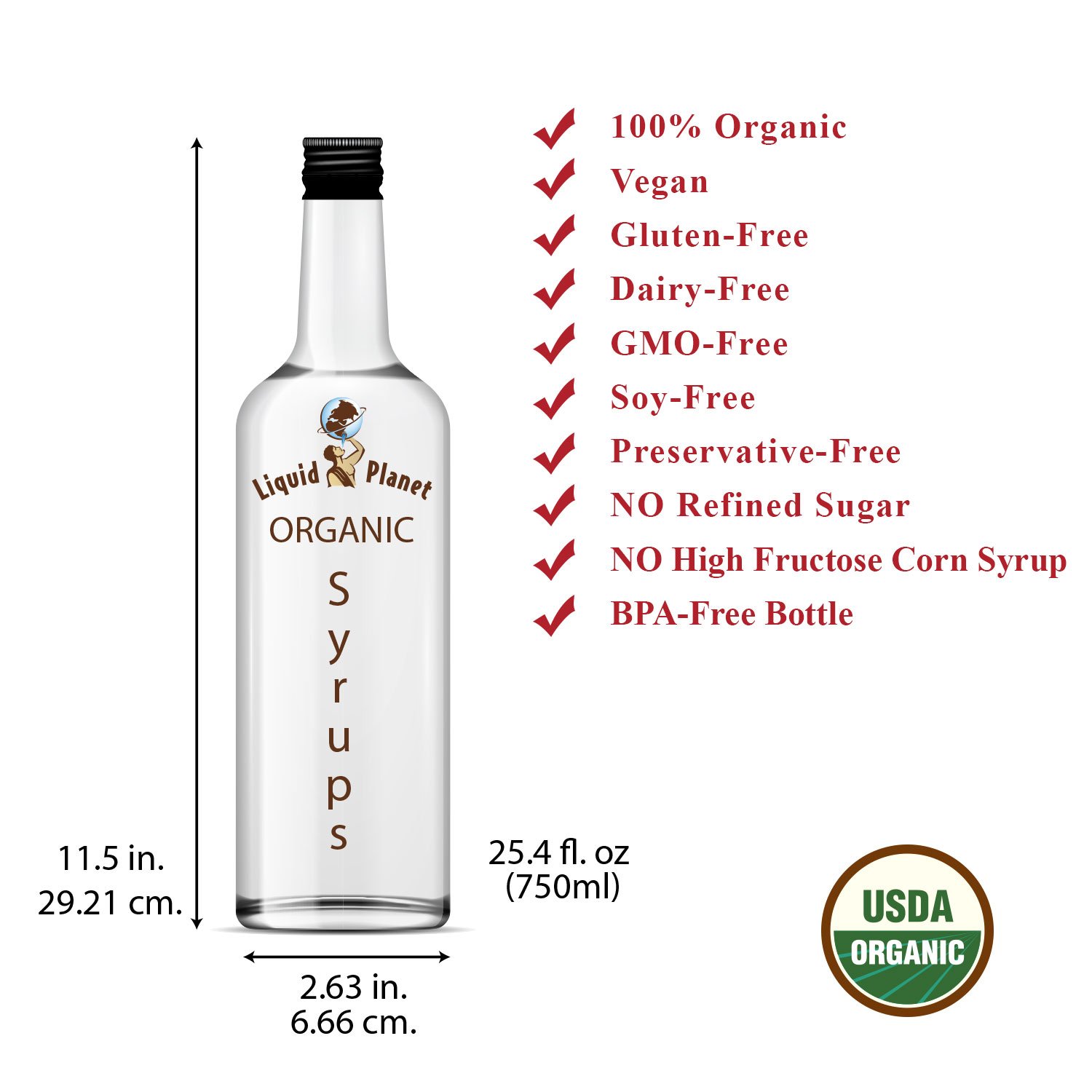 Organic Hazelnut Syrup, Hazelnut Coffee Syrup, 750 ML with Syrup Pump