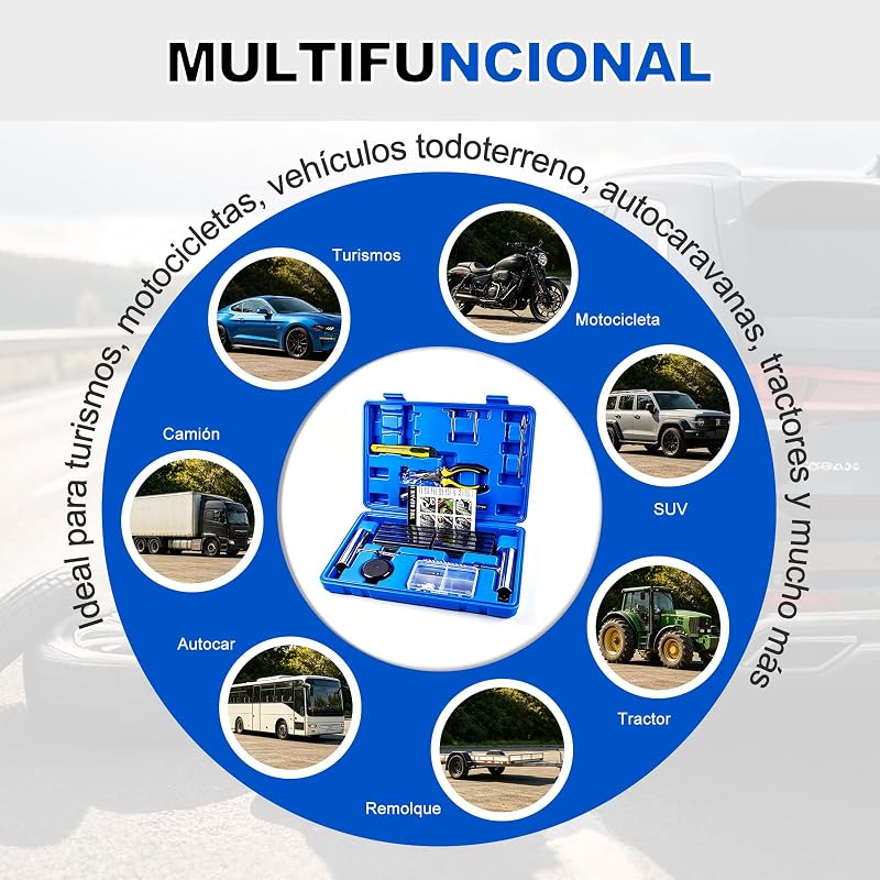 Kit de Reparación de Neumáticos de 68 Piezas, Universal
