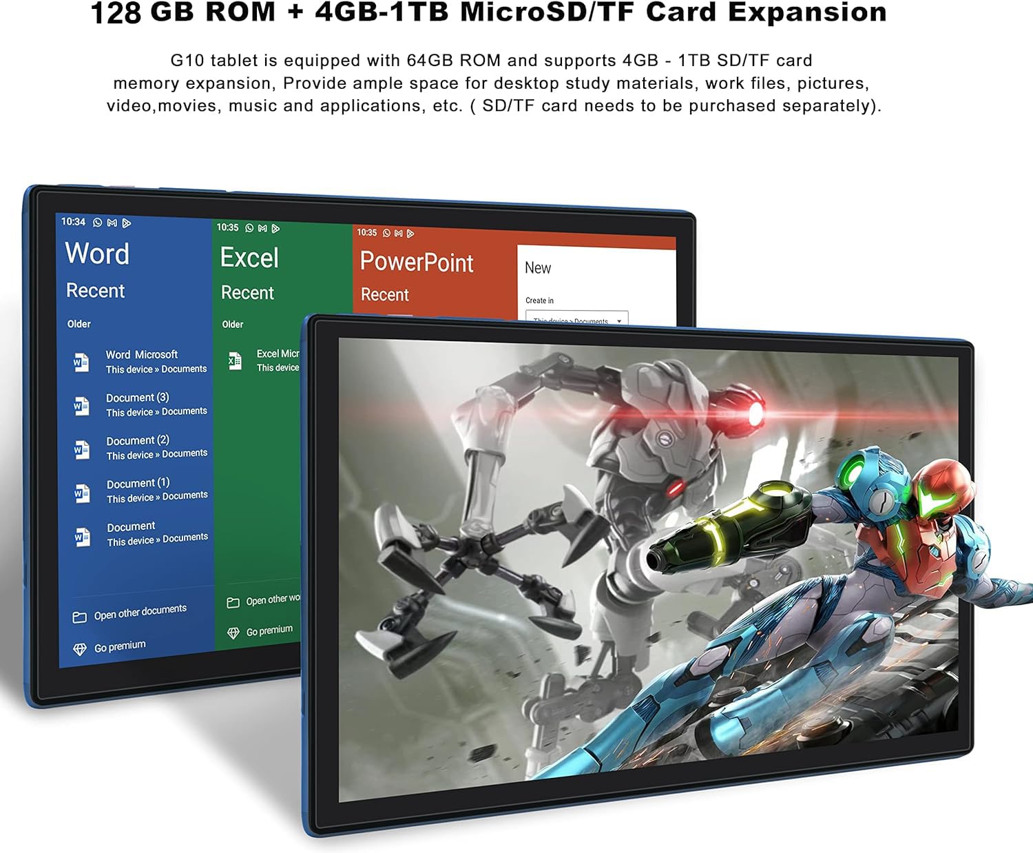 2025 Android 13 Tablet 10 Inch, 5G WiFi 14GB RAM+128GB ROM(1TB TF), 2 in 1 Tablet with Keyboard Mouse Case Octa-Core 2.0Ghz | 8000mAh | 1080FHD | Bluetooth5.0 | WiFi GPS OTG Type C-Blue